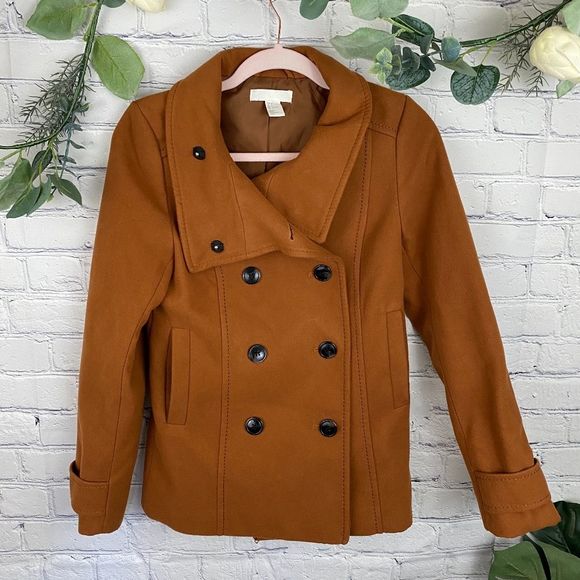 H&M Jackets & Blazers - H&M burnt orange double breasted blazer pea coat